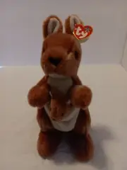 TY Beanie Buddy POUCH the Kangaroo Toy Plush Animal With Joey In Pouch