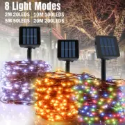 20-200 LED Solar Fairy String Light Copper Wire Outdoor Waterproof Garden Decor