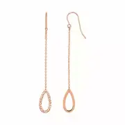 Textured Pear Shaped Long Drop Earrings in 14k Rose Gold