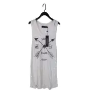 Religion White Sequin Longline Graphic Vest Top Dress - Size S 10 NEW