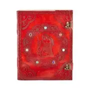 Notebook Journal Mermaid and Stones 13" x10" Leather Double Latch Handmade Paper