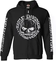 [HARLEY-DAVIDSON] Men's Zippered Sweatshirt Jacket, Willie G Skull, Black 30296647