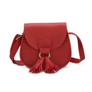 Children Fashion Wallet Mini Satchel Portable Bag with Tassel Single-shoulder Bag red