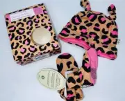 BNIB BABY PETER ALEXANDER ORGANIC LEOPARD BEANIE BOOTIE SET 3 - 6 MTHS