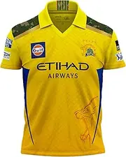 playR Chennai Super Kings Authentic Match Jersey IPL 2025 Kids Plain Half Sleeve, Size - 12 Yellow