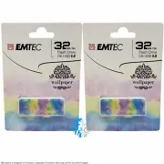 2 PACK Emtec 32GB Slide Flash Drive - USB 2.0 - Wallpaper (ECMMD32GM700WPTD)™
