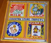 COUNTRY STORE CERAMIC TILE TRIVETS ARM & HAMMER, QUAKER, CAMBELL'S, CARNATION