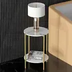 Round Coffee Table Marble Side End Table Modern Bedside Table With Metal Frame