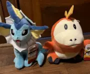 Jazwares Pokemon Vaporeon & Fuecoco Stuffed Plush Plushie