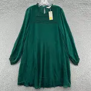 Boden Dress Womens Size 10 Green Flared Casual Long Sleeve Mini Shift Dress