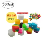 2ml Silicone Container Mixed Color Case 50pcs Food Storage Non-Stick Round Jar