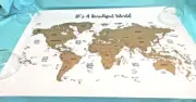 SCRATCH YOUR TRAVELS JETSETTER MAPS -IT’s A BEAUTIFUL WORLD-LARGE 30" x 20"