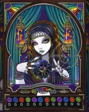 Boho Gypsy Zodiac Signed Print Celestial Astrology Fortune Teller Machine Lumina