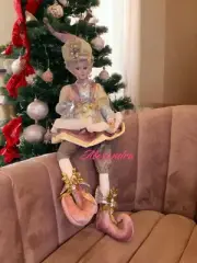 31" Christmas Pink Elf Fairy Posable Shelf Sitter Doll Winter Home Decor New