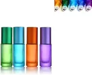 GNAUMORE Coloured Roll-On Bottles Empty,Roll-On Bottles with Stainless Steel Balls,Glass for Essential Oils,Frosted Glass Roll,Roller for Essential 5ml