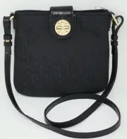 NWT DKNY Black Logo Crossbody Handbag Purse Gold Turnlock