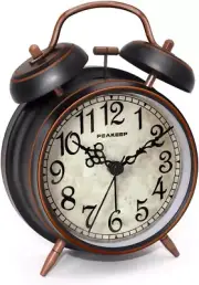 Peakeep Retro 4 Inches Battery Operated Twin Bell Loud Alarm (Black with Arabic)
