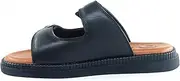 [Lusco] Men's Leather, Adjustable Buckle Strap, Flat Sandals, Black, 11 UK