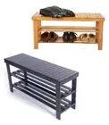 Bamboo 3 Tiers Shoe Rack Stool Shoes Organizer Wood Entryway Bench Storage Shelf