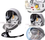 Baby Swing for Infants, Portable Baby Rocker with Tray and Remote Control 5 Speed Electric Bluetooth for 5-26 lbs, 0-12 Months,3 Timer Settings & 10 Pre-Set Lullabies Adjustable Rocking Bouncer Chair (Light gray)