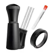 WDT Tools Espresso Distribution Tool - 53.5mm Dosing Funnel & 0.35mm 316 Stainless Steel Needles Stirrer Distributor Black