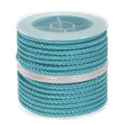 2pcs Nylon Thread Twine Beading Cord 4mm Braided String 10.5 Feet, Light Blue