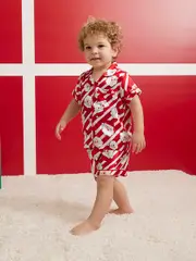 Baby Santa Stripe Satin Pj Set