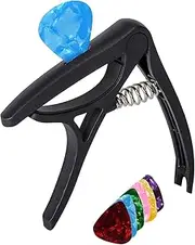 Guitar Capo with 6 Guitar Picks | Quick Change Guitar Capo, Portable Guitar Nylon Electric Guitar Capo - User Friendly Guitar Capo, Guitar Accessories for Electric Guitar, Classical Guitar