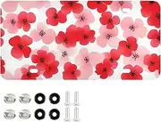 ZRYSMY License Plate Flower Red Art Aluminum Decorative Car Front Metal Plate 6 × 12 in
