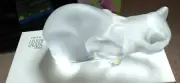 LALIQUE large CAT “Chat Asis” sculpture in clear and frosted crystal OUTSTANDING