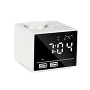 Smart Alarm Clock Bluetooth Speaker with LED Bedside Light Snooze Function Dual USB Port white_100 * 80 * 45
