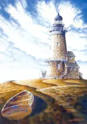 Lighthouse Cape Cod Nantucket Martha's Vineyard Dory Matted SIGNED Art Souders