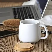 Ceramic Coffee Mug 14oz/400ml, Tea Cup with Bamboo Lid for Office and Home, Valentine's Day, Birthday Gifts