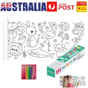 Children's DIY Drawing Roll W/12Pens Filling Paper Wall Pasted Early Educational