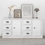 Generic Sideboards 2 pcs High Gloss White Engineered Wood,3185225