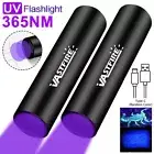 2X 365nm UV Light LED Flashlight Blacklight Torch Detector Lamp USB Rechargeable