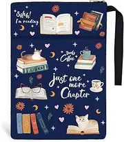 Hobbspring 1pc Cat Coffee Book Cover 34cm x 24cm Polyester Book Sleeve with Zipper and Front Pocket