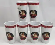 Coca-Cola Cups Santa Clause Christmas 6 Cups Tumbler 6.25" 16oz Gibson Glass Vtg