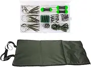 Amagogo Foldable Fish Landing Mat, Carp Fishing Tackle Kit, Cushion Pad Hooks Durable Swivels Tube Sleeves, with Storage Box
