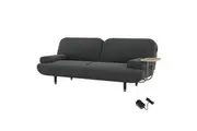 Levede Convertible Sofa Bed with USB Charge Side Table Dark Grey