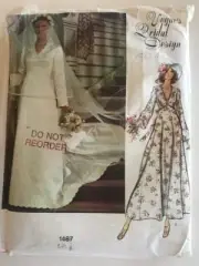 VOGUE 1487 MISSES BRIDAL WEDDING DRESS PATTERN SIZES 6 - UNCUT