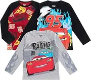 Disney Cars Lightning McQueen Boys 3 Pack Long Sleeve Shirt for Toddler and Big Kids