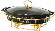 Chafing Dish Buffet Set, Ceramics Chafer with Imitation Marble Finish, Chafer and Buffet Warmer Set for Buffet Weddings, Parties, Banquets, Catering Events