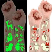 Leesgel Christmas Stocking Fillers, 10 Sheets Luminous Christmas Temporary Tattoos for Kids Christmas Decorations, Christmas Stickers for Xmas Party Supplies Favors Gift Bags
