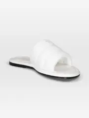 White Leather Harmande Slides