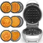 6-In-1 Mini Waffle Maker, 8 Interchangeable Plates, 4.5'' Mini Waffle Iron, Yell
