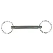 HORZE Rubber Mullen Mouth Loose Ring Snaffle Bit - Black - 4