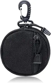 [WisePoint] Outdoor Coin Purse for Men, Nylon Coin Wallet Small Coin Pouch with Removable Hook, Lightweight Small Coin Bag Change Pouch Coin Purses for Hiking, Climbing, Cycling, Shopping, black,