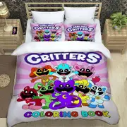 v274 Bed Sheets Cartoon Smilings Critters Bedding Set,Duvet Cover Comforter Bed Set Quilt Cover Pillowcase,King Queen Twin Size Boys Girls Adult 3-Pie