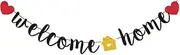 Welcome Home Banner, Black Glitter Welcome Home Banner on 8 ft Strand - Housewarming, Homecoming, & Military Return Party Decorations & Decor (Black)